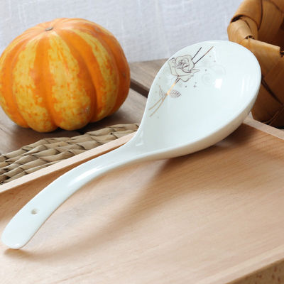 大汤勺 长柄勺子陶瓷勺短柄纯白色骨瓷勺子套装骨瓷家用家用大勺