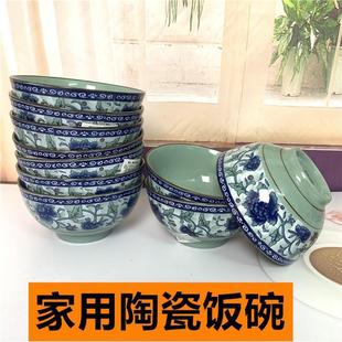 复古风青花瓷牡丹饭碗家用釉下彩无铅无镉用久如新米饭碗破损