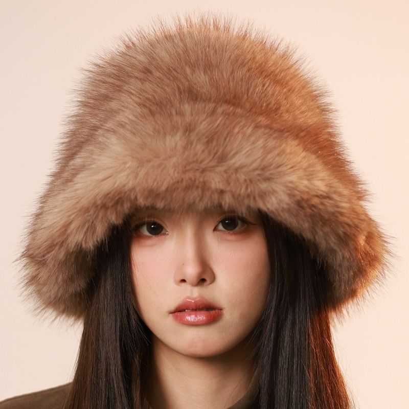 韩版百搭保暖护耳渔夫帽女2025新款冬季加厚盆帽毛绒蒙古帽