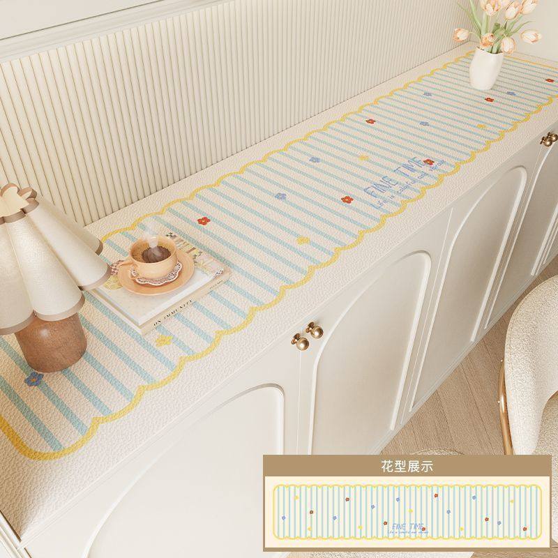 奶油系餐边柜垫子免洗耐脏电视柜桌布玄关垫鞋柜酒柜皮革保护桌垫,居家布艺,桌布,淘宝优惠券,粉丝福利购,淘宝优惠卷