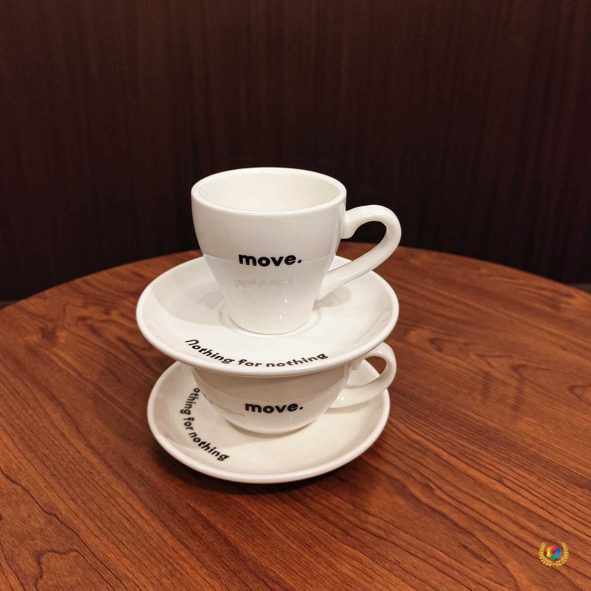 ?ins简约创意咖啡杯碟专业拿铁拉花杯子高颜值办公室陶瓷杯印log