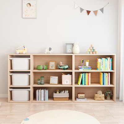 儿童蒙氏教具柜实木书架幼儿园玩具收纳置物架落地简易小学生书柜