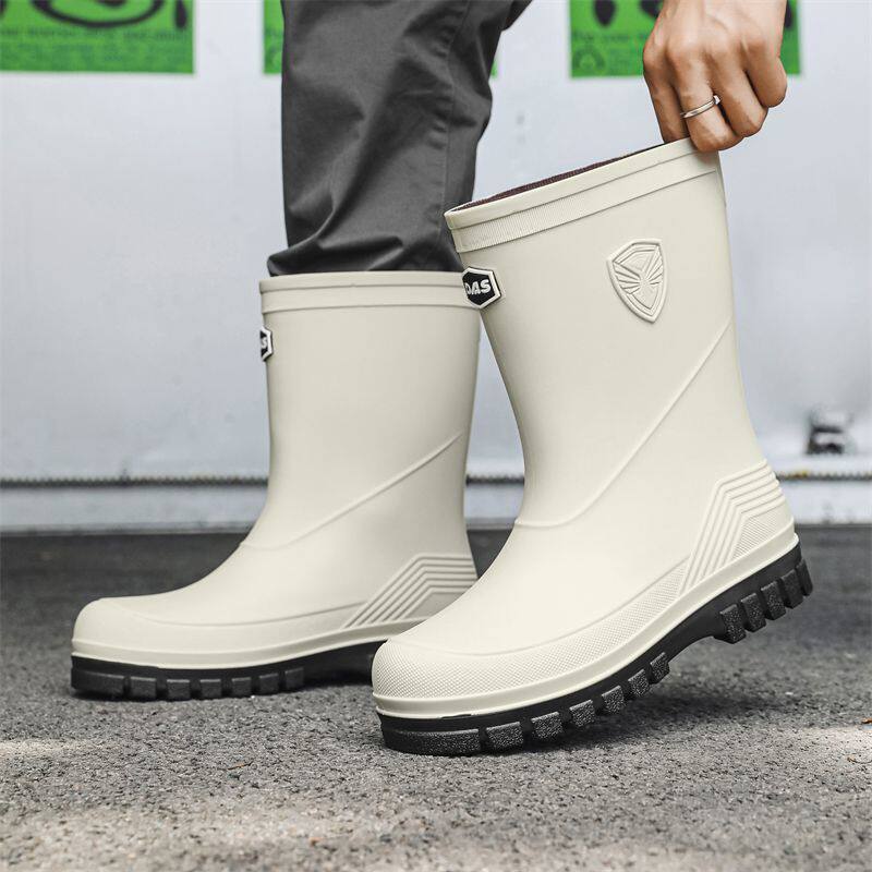 雨鞋时尚男款防水鞋夏天防滑雨靴中筒新款保暖胶鞋成人干活专用