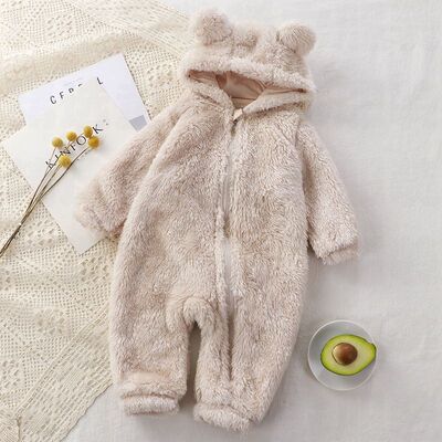 冬季婴儿连体服新生儿保暖爬服宝宝毛绒连体衣外穿罩衣儿童睡衣