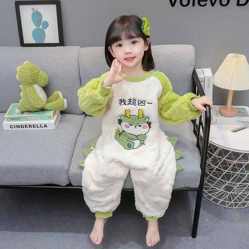 儿童睡衣秋冬款珊瑚绒连体衣男女小童宝宝防踢睡袋法兰绒加厚爬服
