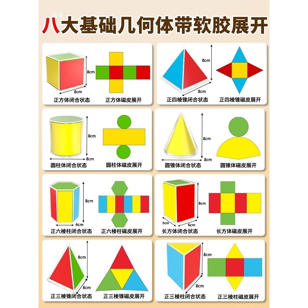 大号磁性透明立体几何框架模型教具正方体长方体圆柱圆锥体表面积