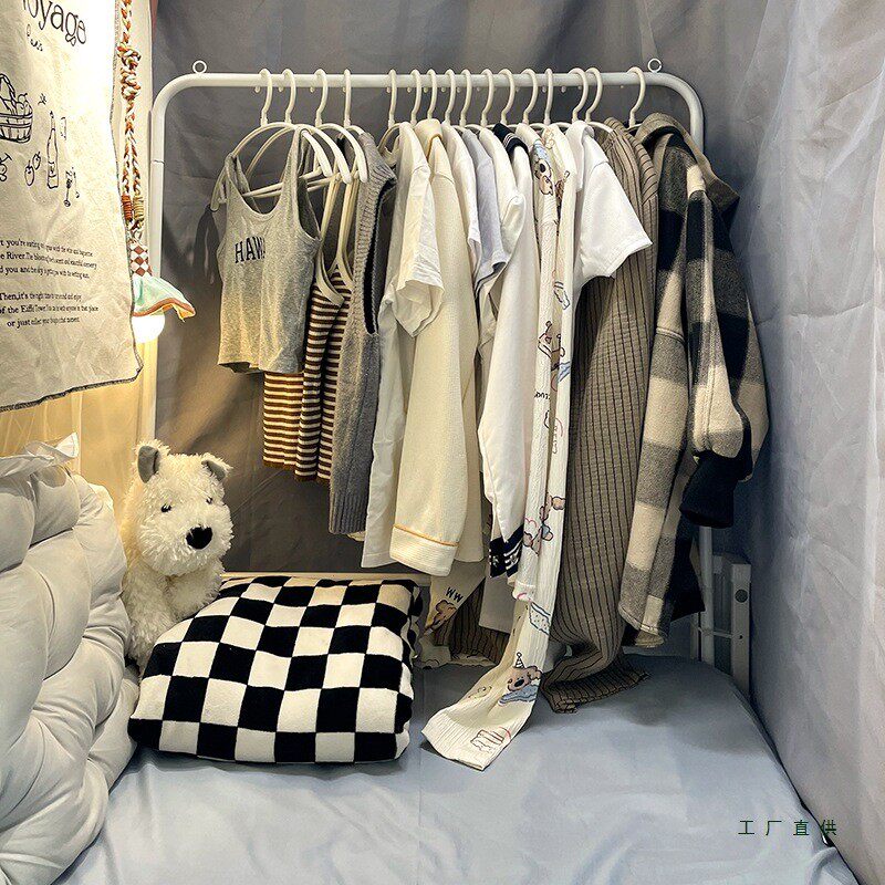 宿舍床上衣物收纳架床边晚上放衣服神器晾衣杆床头置物上铺挂衣架