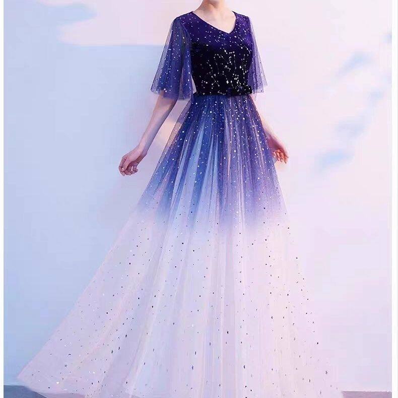 大合唱团演出服女长裙新款气质红歌成人服装主持人朗诵指挥晚礼服