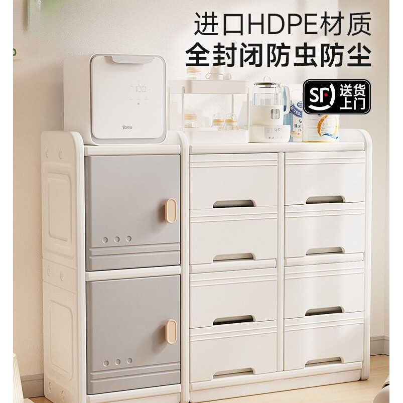 收纳柜宝宝用品置物架落地柜子多层衣柜一体婴儿喂养台儿童储物柜