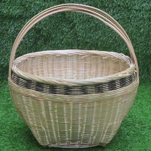 竹子编织竹制品大全竹箩筐竹编老式手工艺品手提圆篮摘菜篮鸡蛋篮