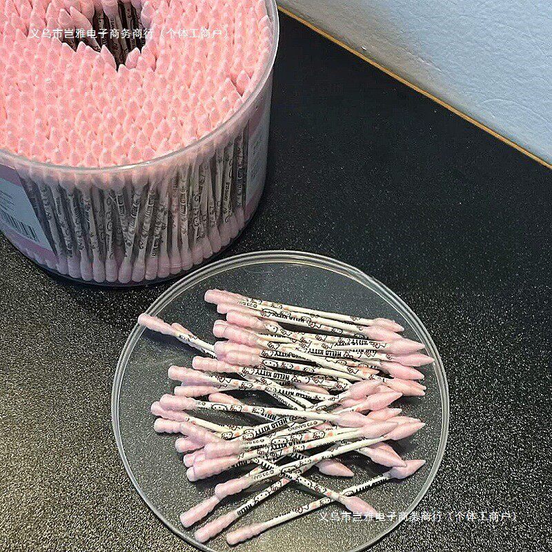 用小头细棉棒哈喽棉签掏耳少女心满满朵双头化妆可爱