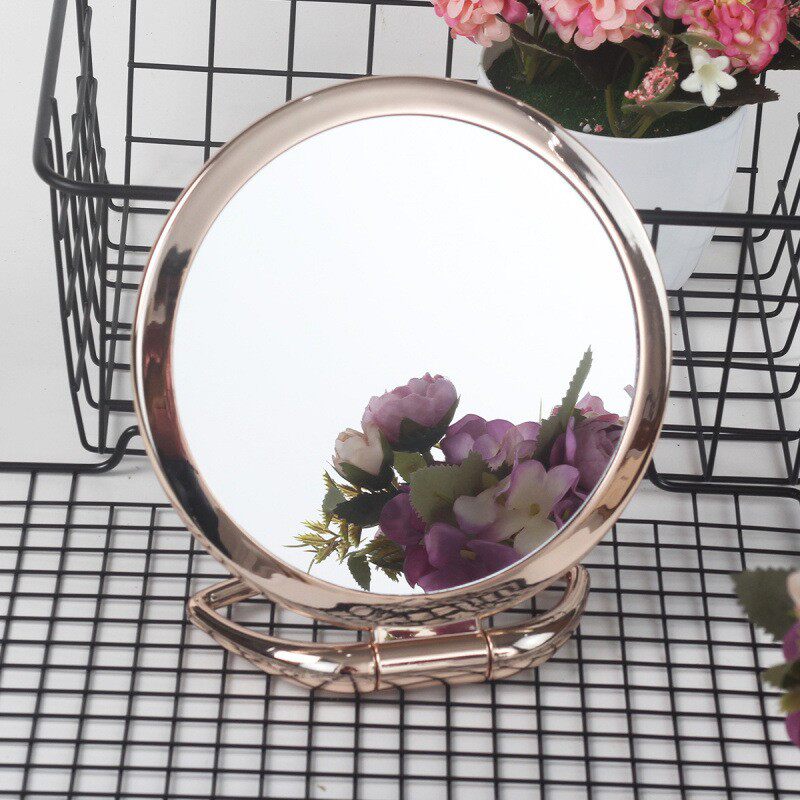 便携双面梳妆镜子化妆镜可放大折叠放包里可挂墙宿舍桌面手柄台镜