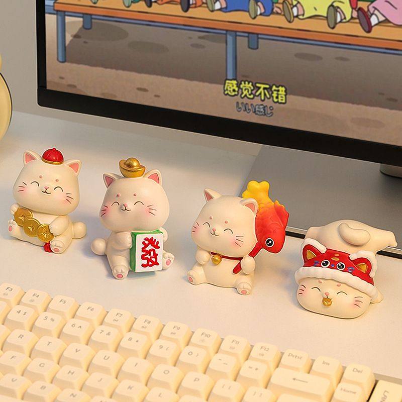 猫小摆件车载办公室好物电脑桌面工位装饰品系小礼物摆设凌之