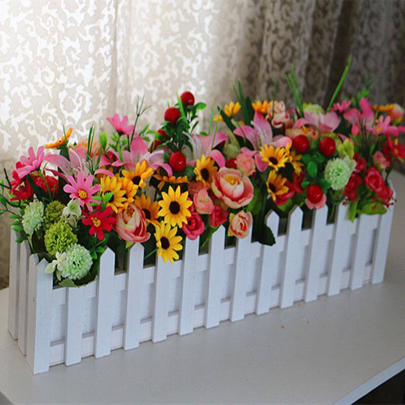 仿真花栅栏花套装向日葵假花植物向阳花雏菊玫瑰百合康乃馨