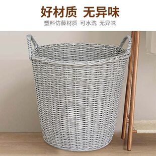 轻奢粗管脏衣服收纳篮藤编洗衣篓桶玩具筐篮子装放的衣物框赵烛优