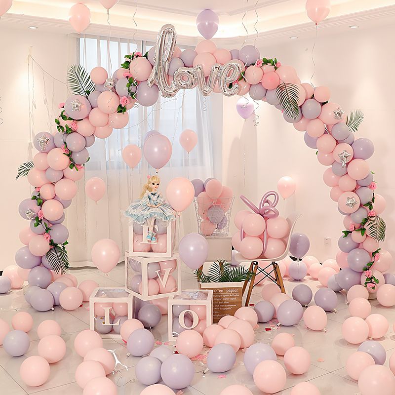 马卡龙气球拱门结婚婚庆订婚场景布置装饰婚礼生日开业引路现场