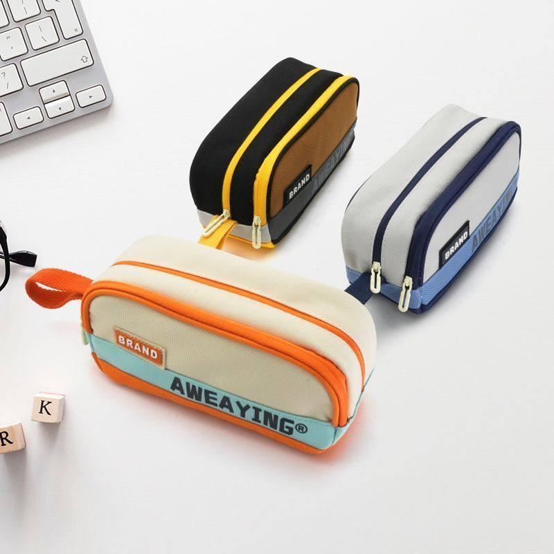 笔袋男孩子大容量文具盒高颜值ins风男生男款帆布简约收纳铅笔盒