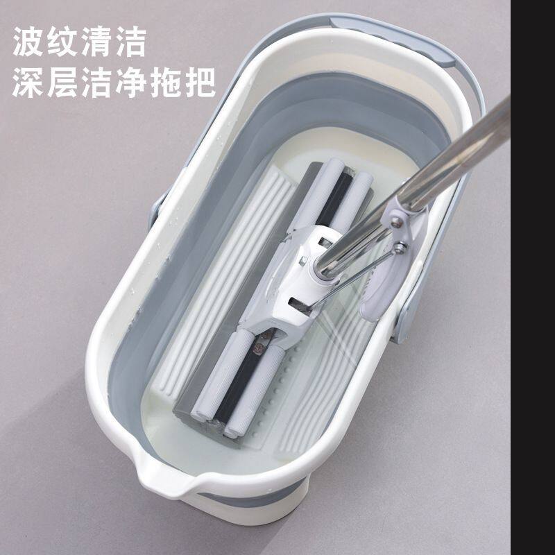 家用长款可折叠拖把桶长方形卫生间拖地桶海绵拖把清洗桶免手洗