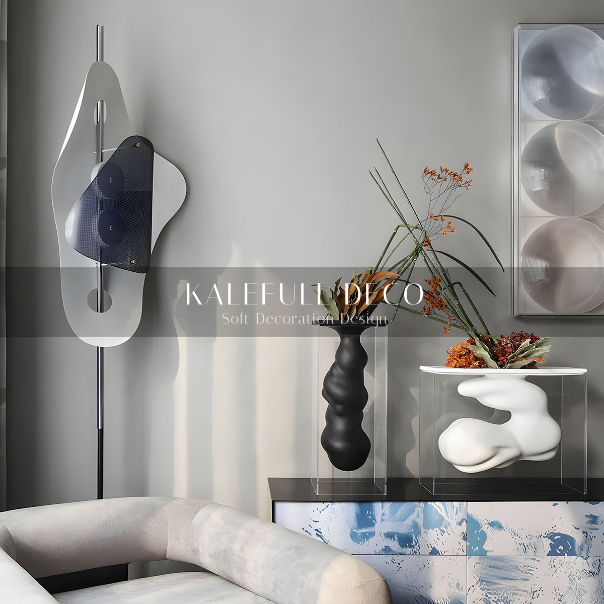 现代欧式极简黑白云朵艺术花器客厅餐厅玄关花瓶样板间售楼处摆件