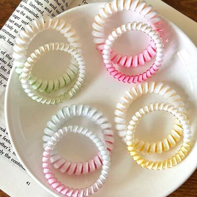 彩色渐变电话线发圈女2024新款高弹力无痕头绳韩系扎头发皮筋发绳