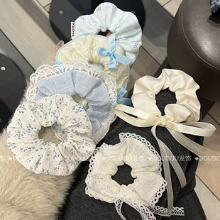 甜美蕾丝百搭马尾扎发气质少女蝴蝶结碎花大肠发圈头绳发绳发饰