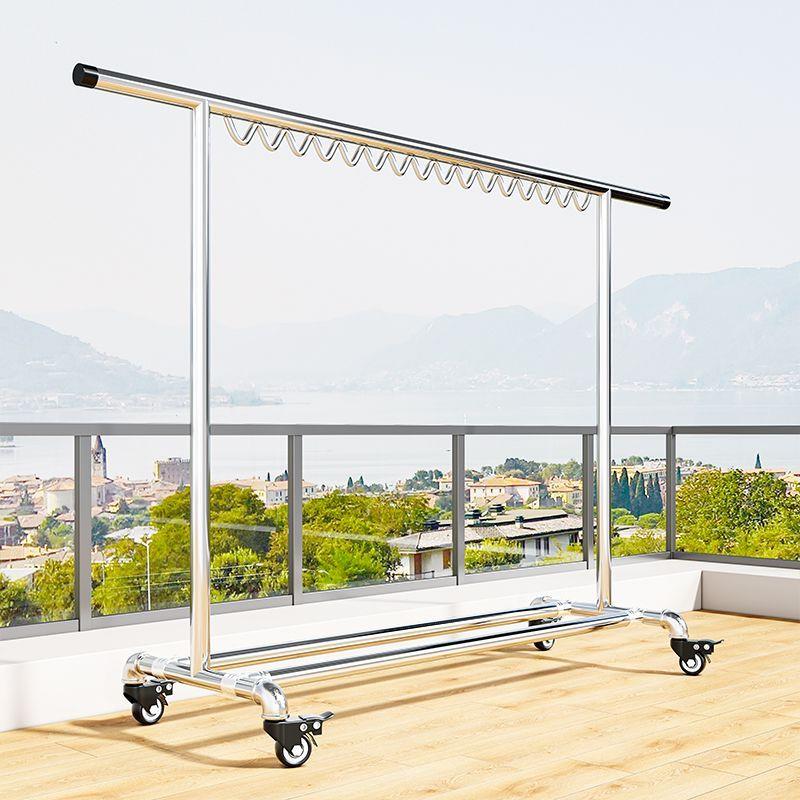 室外晒被子专用架304不锈钢晾衣架单杆落地户外防风防锈晒衣架家