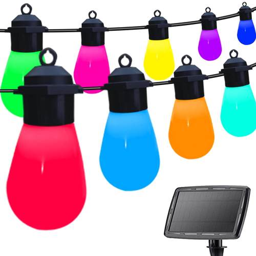 S14幻彩球泡灯串APP控制户外露营庭院屋檐室内圣诞灯led太阳能款