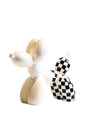 节约黑白格子气球简狗件摆家居软装A564客厅饰品树脂工日礼品摆件
