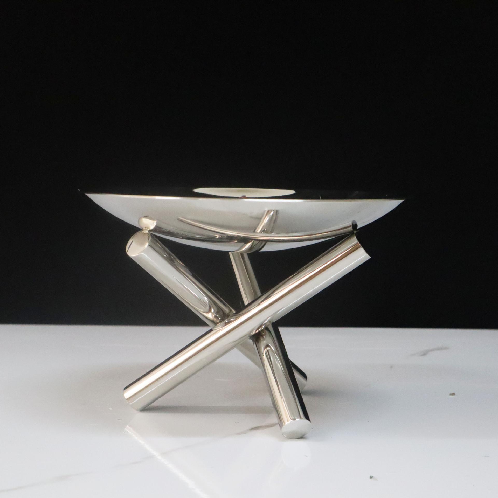 盘现XUV代轻奢不锈创钢果盘蛋糕面桌餐厅客厅意摆件装饰品样板间