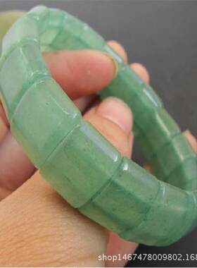 天然东陵玉手排女款手串加宽手链水晶玉器绿色印度翡翠