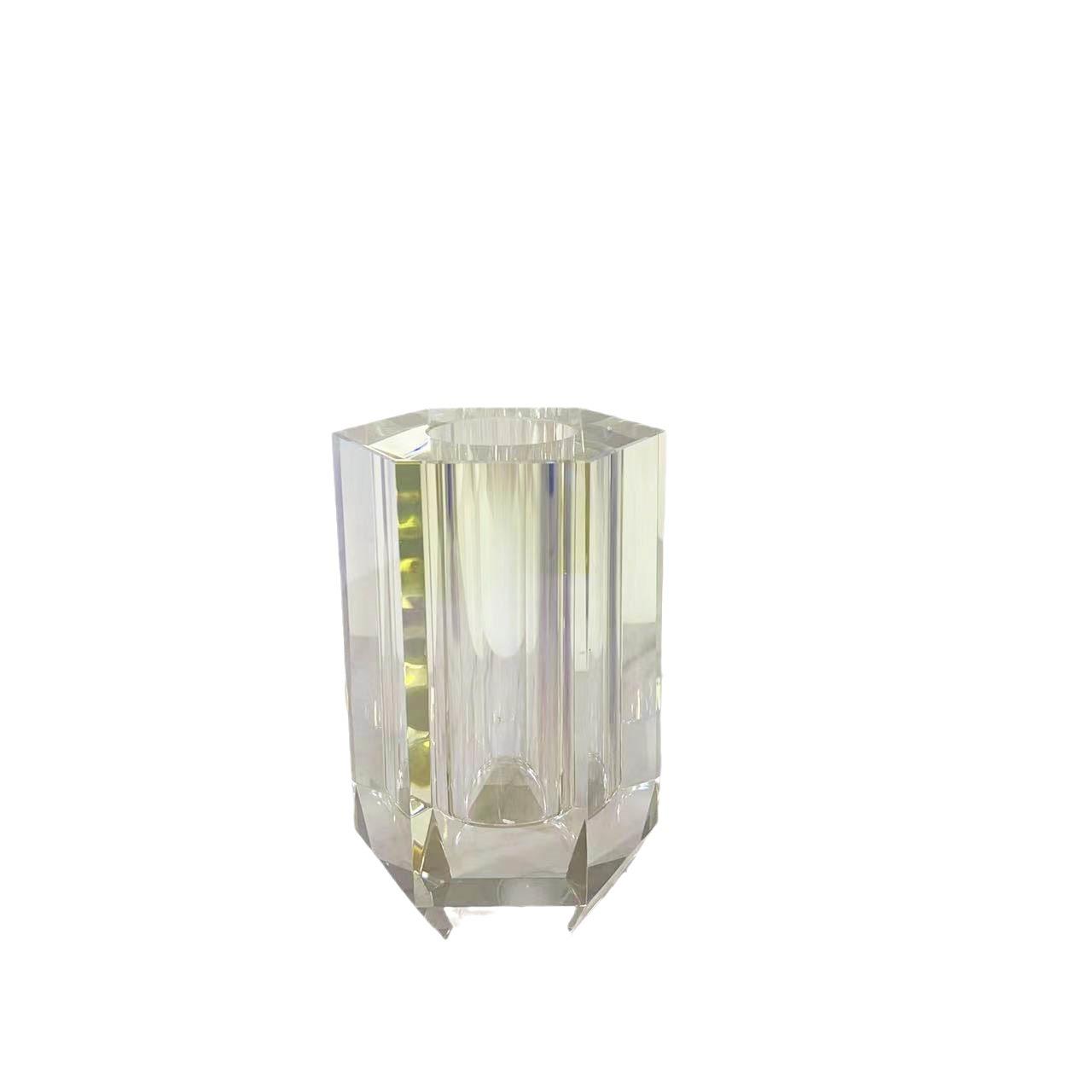 现代简约方形透明玻璃花瓶居家客厅桌面插花器软装装饰品摆件