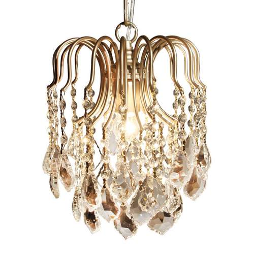 餐厅水晶小吊灯走廊过道门厅玄关床头灯创意金色铁艺灯具