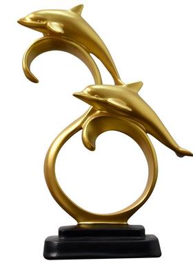 北欧海豚摆件家居饰品客厅酒柜装饰品现代简约创意树脂工艺品摆设