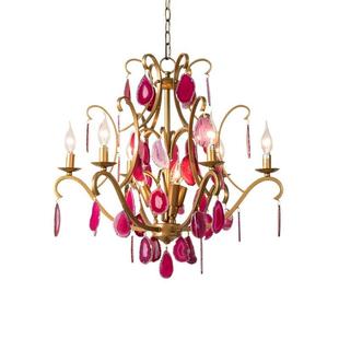 灯饰美式 紫色玛瑙水晶灯客厅吊灯 卧室吊灯餐厅灯创意个性