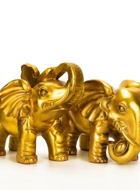 黄铜大象摆件一对铜福禄寿象如意象客厅玄关吸水象特大号铜象