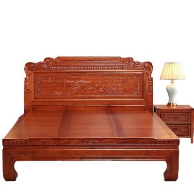 中式金花梨木全实木床双人床1.8米榫卯结构古典雕花加厚工厂直销