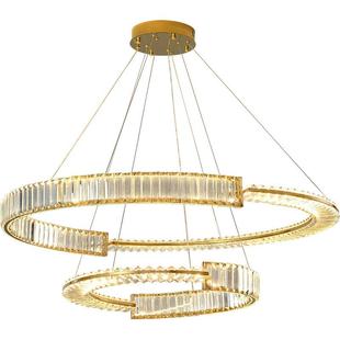 轻奢别墅客厅吊灯大气圆环简约现代水晶主卧室餐厅灯复式 楼大灯具