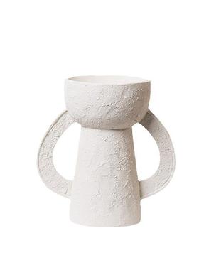 做旧侘寂风双耳摆件售楼部大堂展厅桌面摆设样板房别墅玄关装饰品