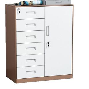 钢制文件柜办公室档案收纳柜铁皮资料储物柜抽屉带锁偏斗文件矮柜