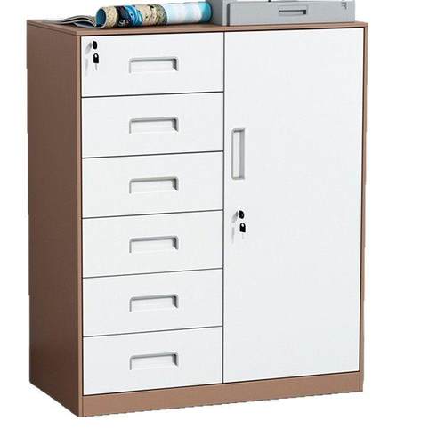 钢制文件柜办公室档案收纳柜铁皮资料储物柜抽屉带锁偏斗文件矮柜