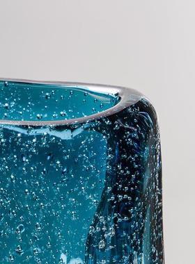 现璃茶家代纯手工蓝色琉花瓶摆件客厅几插花北欧轻奢创LL-MLMTX意