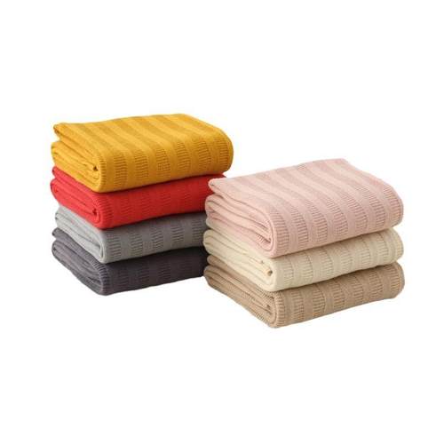 新款素色针织毯民宿床尾巾毛毯装饰搭巾客厅午睡盖毯轻奢沙发毯子