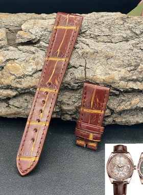 梦诗纯适配劳力士蚝式恒动 纵航者型326135 118135手表鳄鱼皮表带