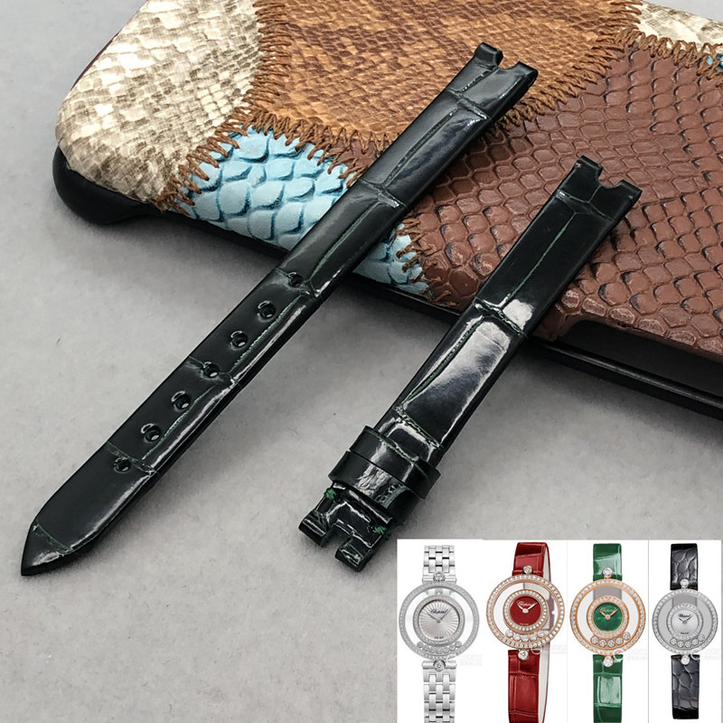 梦诗纯表行 适配萧邦HAPPY DIAMONDS系列203957鳄鱼皮表带10 12mm