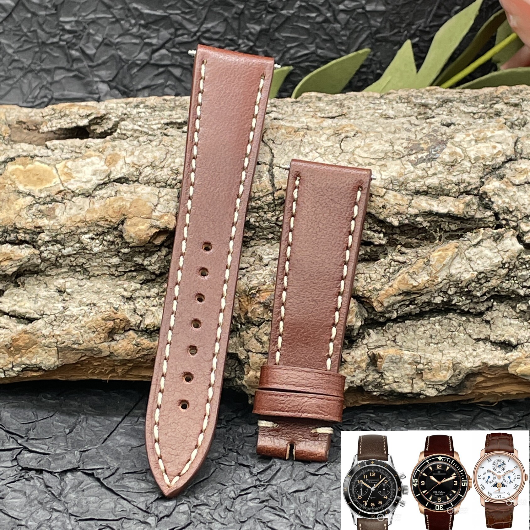 梦诗纯 适配宝珀空军司令 五十噚 经典6659系列手表表带  真皮带