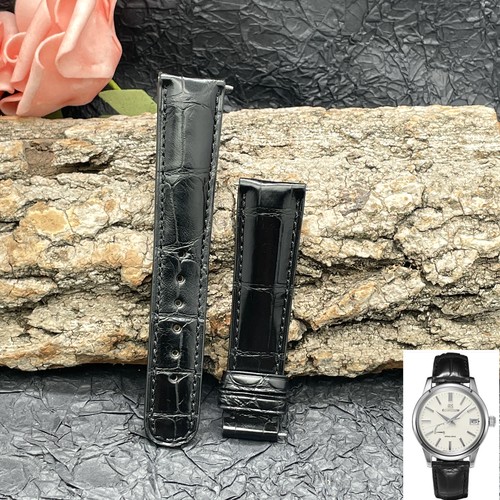 梦诗纯表行 适配精工GS GrandSeiko冠蓝狮大SBGA293G鳄鱼皮表带19