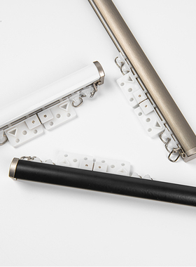 铝合金窗帘轨道盒一体静音滑轨滑轮直轨导轨特厚侧顶装窗帘杆双轨