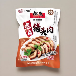 松发元卤猪头肉潮汕特产卤水卤味冷吃宵夜下酒卤汁零食150g