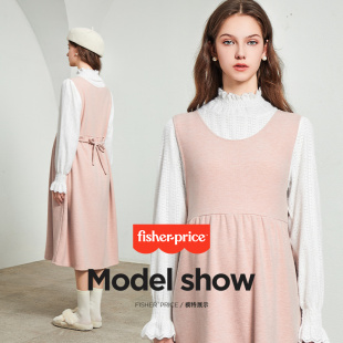 蕾丝打底衫 费雪孕妇连衣裙春秋季 套装 时尚 上衣秋冬背带裙 2025新款