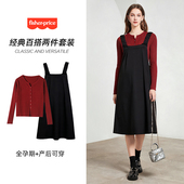 2025新款 时尚 减龄秋冬针织毛衣打底衫 费雪孕妇装 背带连衣裙子套装